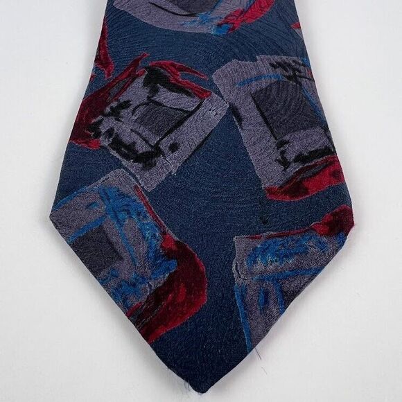 Swindon Other - Swindon Abstract Blue Purple Red Silk Pointed Classic Necktie Tie